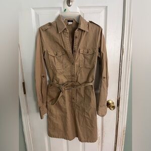 J. Crew Khaki Belted Safari Dress Size 4